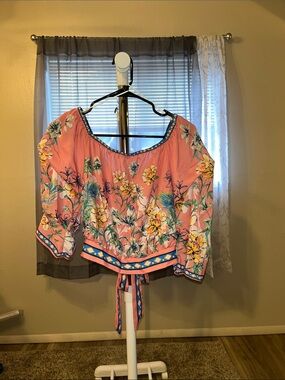 Jealous Tomato ADORABLE sz M Floral Off-Shoulder Peasant Top - Pink